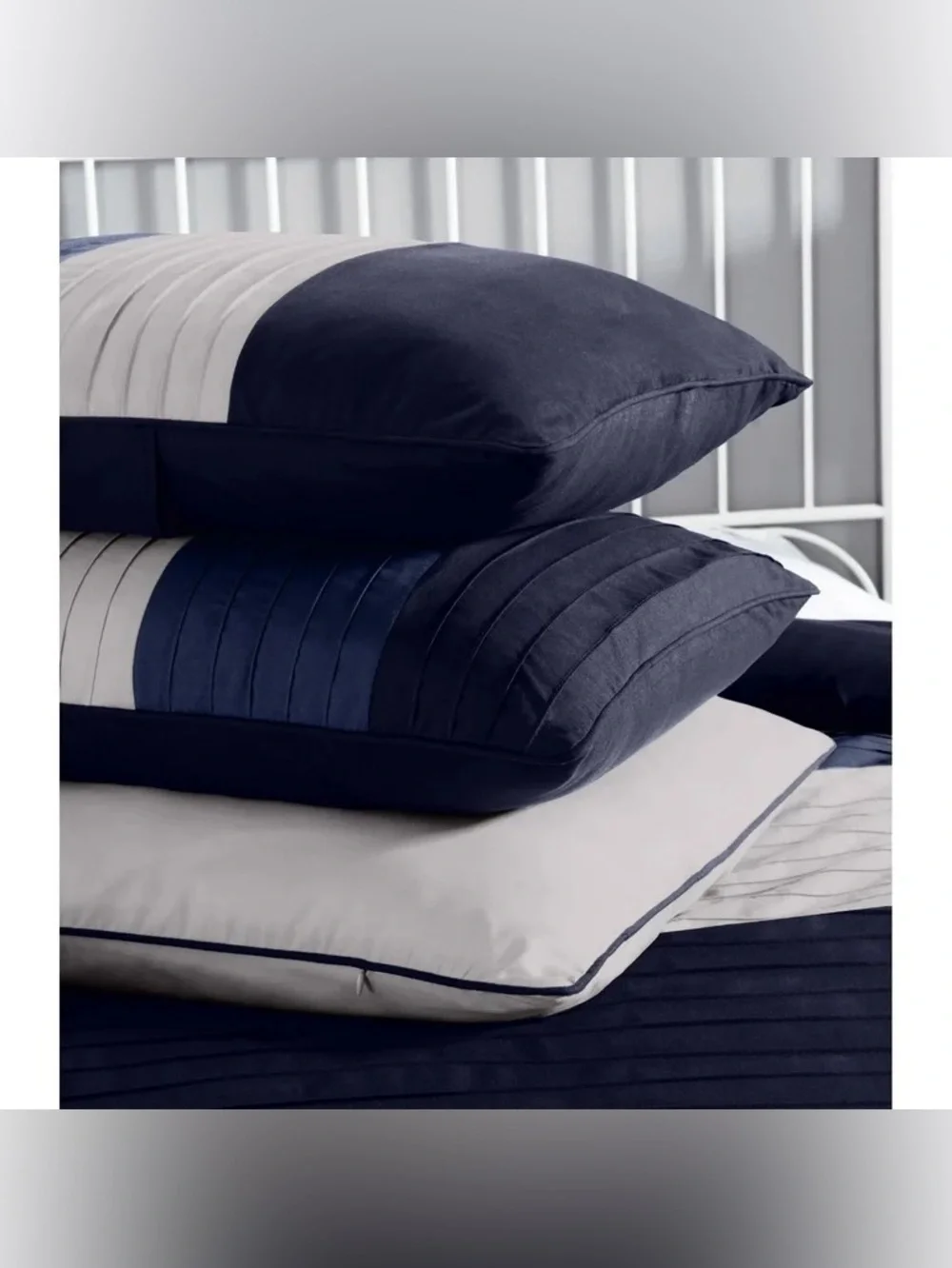 Navy and White Striped Comforter Set - Classic Home Bedding